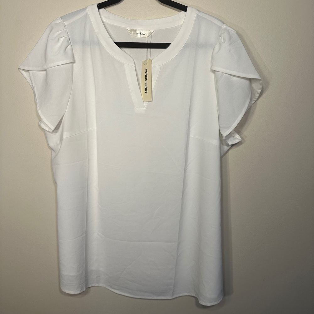 Agnes Orinda White Women's Tulip Sleeve Blouse
